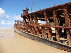 The shipwreck on 75- Mile Beach in Australia on the Fraser Island Tour