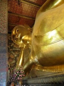 The Gold Reclining Buddha  at the  Wat Po Temple in Bangkok, Thailand