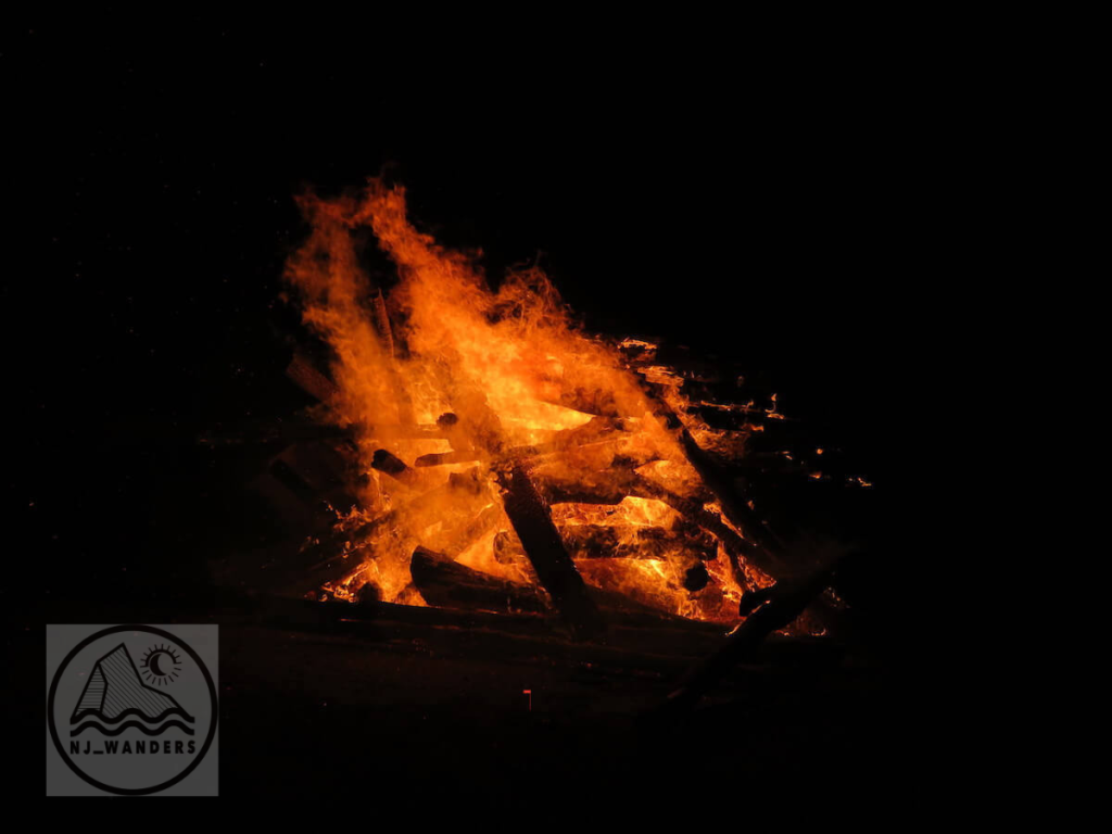 A roaring fire burning away in celebration of Guy Fawkes Night