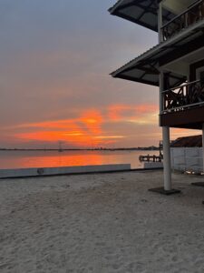 Sunset at scuba diving in Honduras