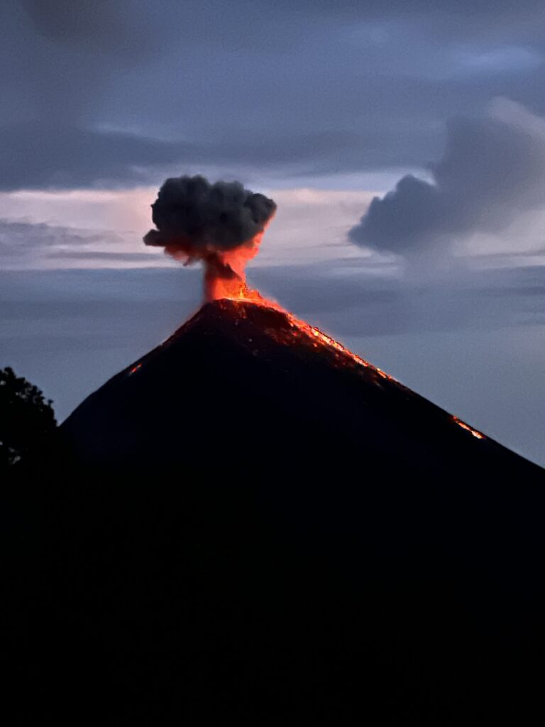 Volcan Fuego erupting at Dusk