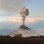 Volcan Fuego Erupting at Sunrise